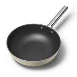 Smeg Wok Aluminium Antiadhésif 30 Cm Crème Mat