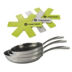 Batterie Poêles Anti-adhérentes Olympe 20, 24 Et 28 Cm Et 3 Feutrines