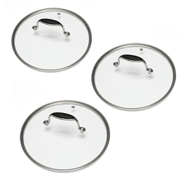 Lot 3 Couvercles En Verre Excell'Inox 16, 18 Et 20 Cm 1 Lot 3 Couvercles En Verre Excell'Inox 16, 18 Et 20 Cm