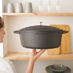 Lot Cocotte Légère Ovale En Fonte D'aluminium 32 Cm Coloris Noir Et Deux Maniques Silicone -Cuisine À Domicile 209012 2 3 Lot cocotte legere ovale en fonte d aluminium 32 cm coloris noir et deux maniques silicone Mathon