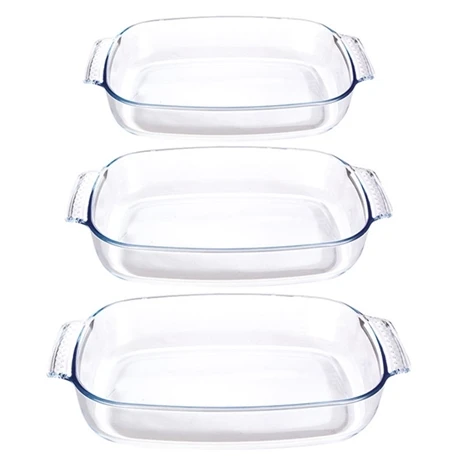 Set De 3 Plats à Four Rectangulaires En Verre Borosilicate 1 Set De 3 Plats à Four Rectangulaires En Verre Borosilicate