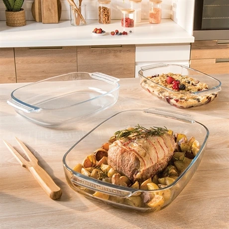 Set De 3 Plats à Four Rectangulaires En Verre Borosilicate 2 Set De 3 Plats à Four Rectangulaires En Verre Borosilicate – Image 2