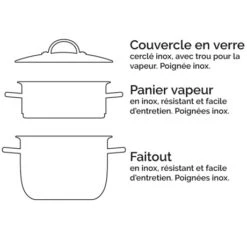 Cuiseur Vapeur Inox 26 Cm 1 Panier -Cuisine À Domicile 274017 2 4 Cuiseur vapeur inox 26 cm 1 panier Mathon