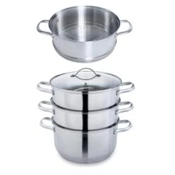 Lot Cuiseur Vapeur Inox 2 Paniers Et Panier Vapeur Supplémentaire 26 Cm