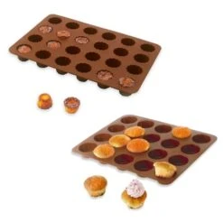 Lot De 2 Flexi'Plaques En Silicone - 20 Mini-muffins Et 24 Mini-canelés
