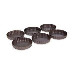 Set De 6 Moules à Tartelette Avec Fond Amovible Acier Revêtement Antiadhérent 12 Cm -Cuisine À Domicile 544008 2 4 Set de 6 moules a tartelette avec fond amovible acier revetement antiadherent 12 cm Mathon